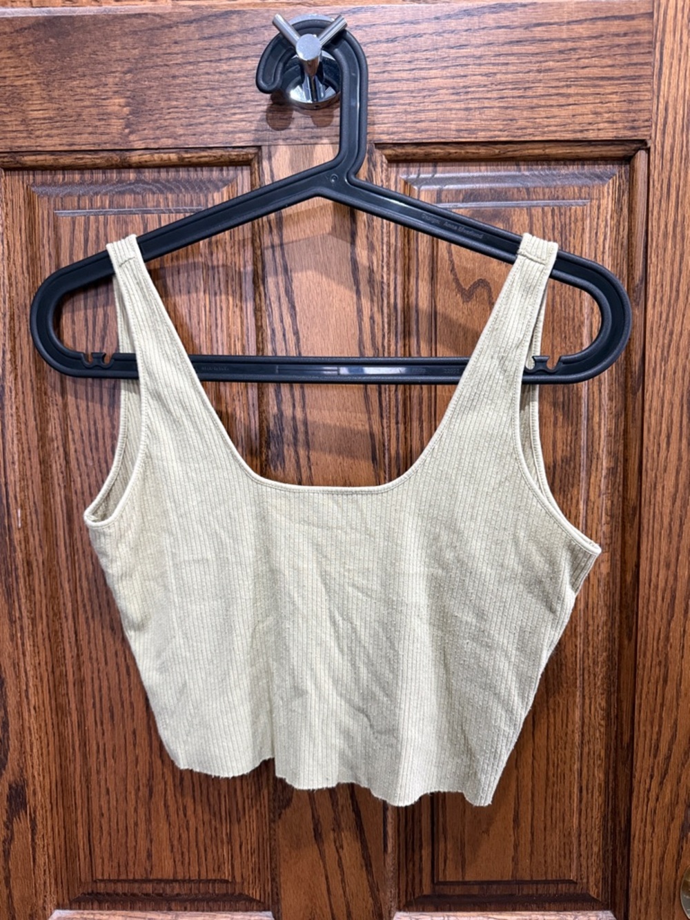 OAK + FORT Ribbed Scoop Crop Tank - Light Sage